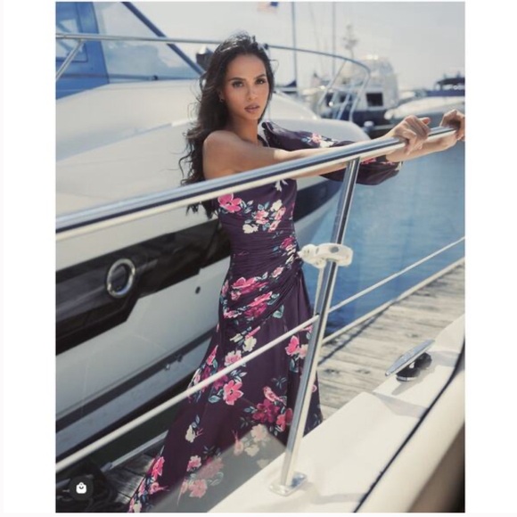 MAC DUGGAL Plum Floral Dress - Picture 3 of 5